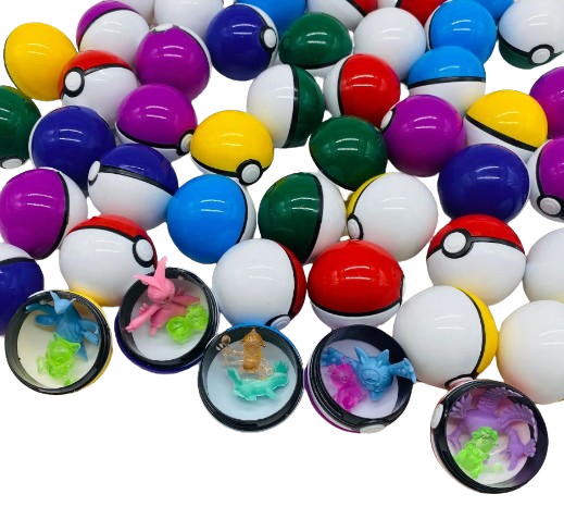 LOT 6 POKÉBALL ROUGE AVCE 1 FIGURINE + 1 BADGE 32mm