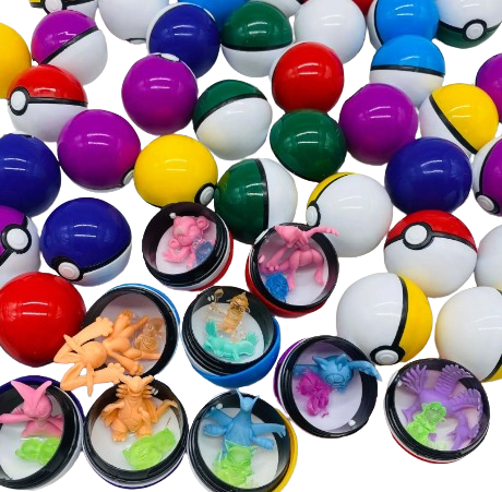 LOT 6 POKÉBALL ROUGE AVCE 1 FIGURINE + 1 BADGE 32mm